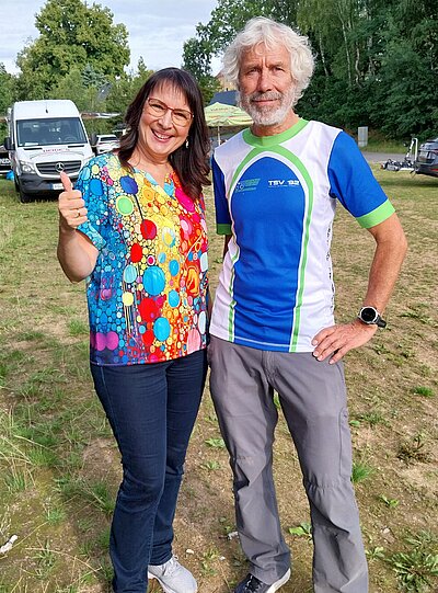 Annett Errmann und Alexander Henker, Vereinsvorsitzender TSV'92 Freiberg
Foto: Hartmut Kern